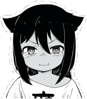 😢 Anime, Kat, Verdrietig, Huilend, Manga telegram sticker