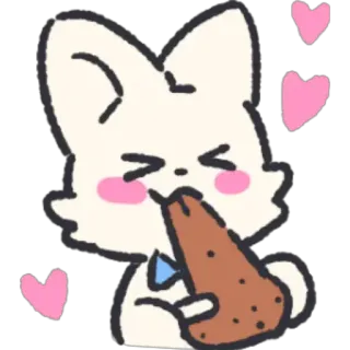🥰 rubah, lucu, makan, binatang, kartun, stiker, hati telegram sticker