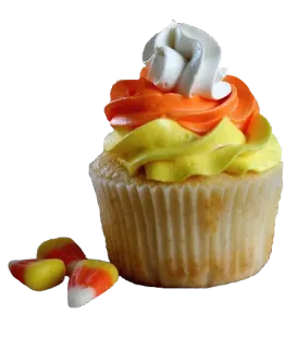 🍰 cupcake, candy corn, dessert, sweet, food, halloween telegram sticker