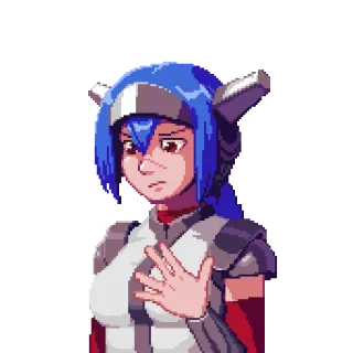 🤔 anime, pixel art, character, sad, armor telegram sticker