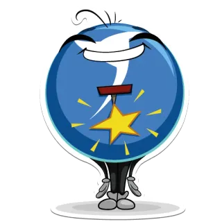 🏆 adesivo, desenho animado, personagem, azul, estrela, feliz telegram sticker