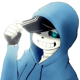 😏 Sans Undertale skeleton, video game, hat, cool, blue telegram sticker