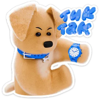 😑 tuk tak 강아지, 시계, 시간, 귀여운, 만화, 동물 telegram sticker