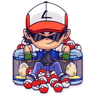 😎 Ash Ketchum Pokemon Покемон, Эш Кетчум, Мультфильм, Аниме, Pocket Monsters telegram sticker