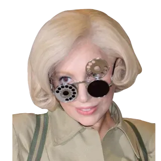 😃 Lady Gaga celebridad, cantante, retrato, estrella pop, gafas teléfono telegram sticker