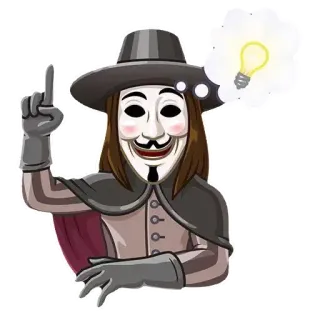 🥰 V V for Vendetta วี ฟอร์ เวนเดตตา, หน้ากากกาย ฟอกส์, ไม่ระบุชื่อ, ไอเดีย, การ์ตูน telegram sticker