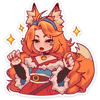 💅 raposa, anime, menina, mulher, adesivo, fofo, laranja, fantasia whatsapp sticker