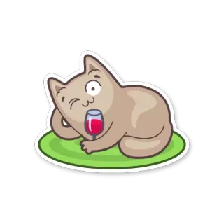 😃 gatto, vino, bere, cartone animato, adesivo, animale, carino telegram sticker