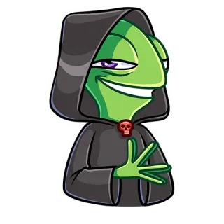 👽 thằn lằn, hoạt hình, đầu lâu, áo trùm đầu, rùng rợn whatsapp sticker
