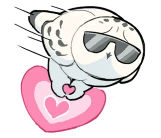 💗 hibou, cœur, lunettes de soleil, dessin animé, autocollant telegram sticker