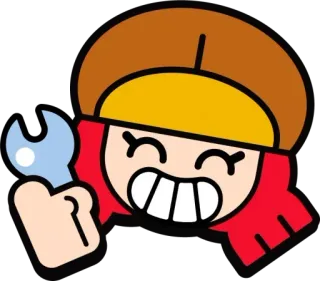 👍 Cartone animato, Personaggio, Chiave inglese, Meccanico, Carino, Adesivo whatsapp sticker