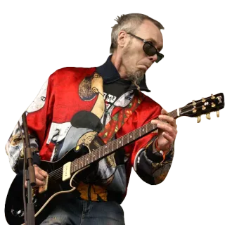 ☹️ músico, guitarra, óculos de sol, música, homem telegram sticker