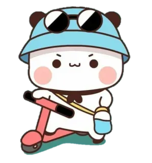 🐻 Panda, Monopattino, Carino, Personaggio, Cartone animato, Kawaii telegram sticker