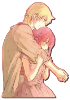❤ Anime, Casal, Romance, Abraço, Carinhoso, Desenho telegram sticker