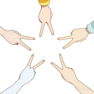 ⭐ рука, жест, мир, дружба, звезда, аниме, манга whatsapp sticker