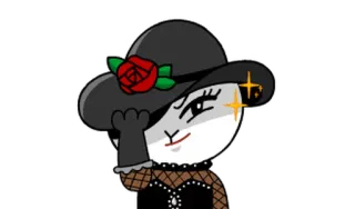 😎 кролик, персонаж, шляпа, роза, мультфильм, блеск whatsapp sticker