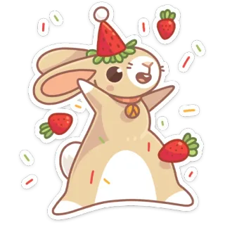 🍓 cute, bunny, animal, strawberry, celebration, kawaii telegram sticker