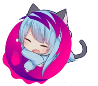 🐬 anime, chibi, cute, cat ears, sleepy telegram sticker