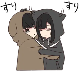 🤗 すり anime, hug, cute, dog, cat, kawaii telegram sticker