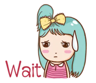 😔 Wait warten, Cartoon, Mädchen, süß, animiert, Geduld telegram sticker