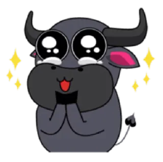 😱 trâu, dễ thương, động vật, hoạt hình, kawaii, lấp lánh, van xin telegram sticker