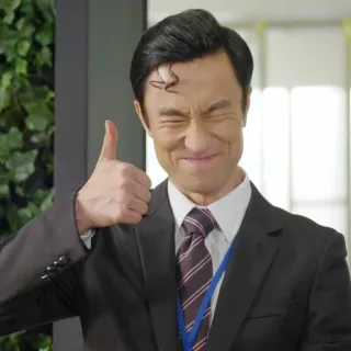 👍 businessman, thumbs up, success, positive, asian, office, corporate whatsapp sticker