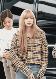 🏵 Lisa kpop, blackpink, lisa, cantante, camicia a quadri telegram sticker