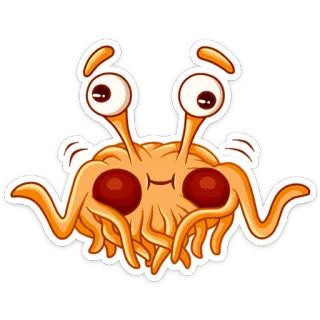 🤔 Flying Spaghetti Monster religion, humour, pâtes, parodie, monstre, yeux, nouilles telegram sticker