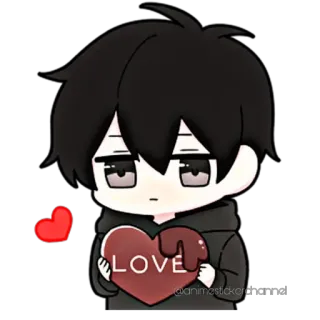 ❤️ LOVE love, heart, anime, cartoon, cute, affection, romance whatsapp sticker