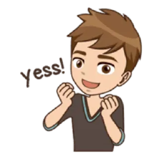 😊 yeesss! eccitato, felice, festa, cartone animato, sì telegram sticker