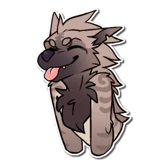 😛 wilk, szczęśliwy, kreskówka, zwierzę whatsapp sticker