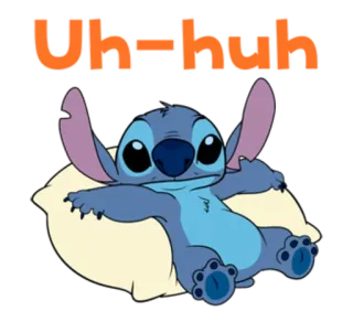 😌 Stitch Uh-huh Stitch, sdraiato, rilassato, cartone animato, Lilo & Stitch telegram sticker