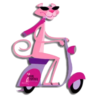 🚲 Pink Panther cartoon, pink panther, scooter, pink, animation telegram sticker