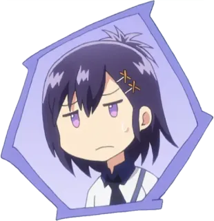 😪 anime, manga, sticker, purple hair, cartoon, chibi whatsapp sticker
