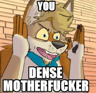 😡 YOU

DENSE
MOTHERFUCKER insult, furry, meme, offensive, anger, cartoon telegram sticker