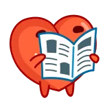 📰 coração, leitura, jornal, fofo, desenho animado telegram sticker