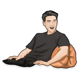 😂 man, laughing, sitting, relaxed, happy, person telegram sticker