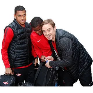 😅 hommes, groupe, rouge, veste, voyage whatsapp sticker