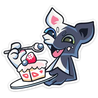 ⭐ animal, cat, cupcake, food, dessert, cute, cartoon, sweet telegram sticker