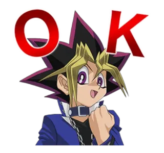 👌 Yugi Mutou Yu-Gi-Oh! OK Anime, Kreskówka, OK, Wyrażenie, Yugi, Yu-Gi-Oh telegram sticker