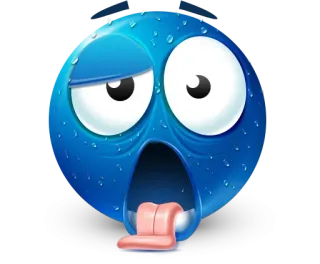 🤩 emoji, sudando, agotado, azul, dibujos animados whatsapp sticker