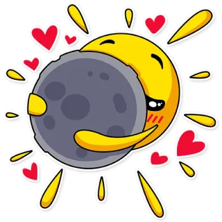 🌒 matahari, bulan, cinta, hati, kartun, imut telegram sticker