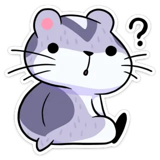 ❓ ハムスター, はてなマーク, 困惑, かわいい, 動物, ステッカー, 漫画, 灰色 telegram sticker