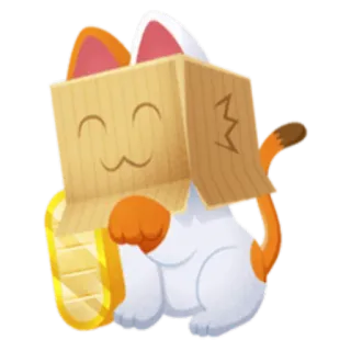 🙂 gato, caixa, animal, sorte, fofo, tricolor whatsapp sticker