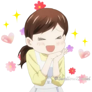 🥰 cô gái anime, dễ thương, lấp lánh, hoa, phim hoạt hình telegram sticker