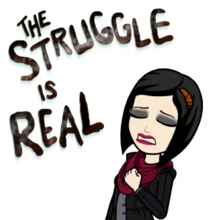 😝 THE STRUGGLE IS REAL 苦労, リアル, Bitmoji, 漫画, 悲しい, 感情 telegram sticker