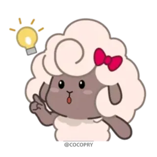 ☝️ sheep, cartoon, lightbulb, idea, cute, bow telegram sticker