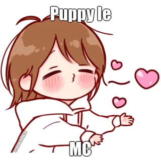 🤔 Puppy le
MC carino, cartone animato, cucciolo, cuori, kawaii, adesivo whatsapp sticker