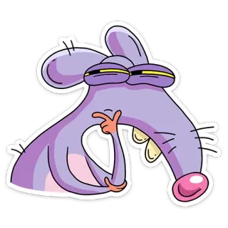 🤔 rat, dessin animé, animal, violet, rongeur, autocollant telegram sticker