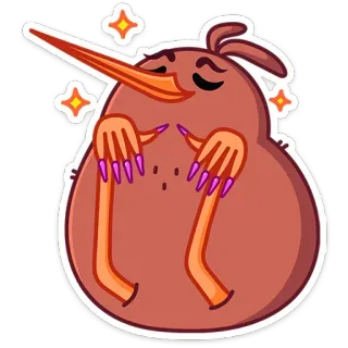 💅 Kiwi, Pájaro, Animal, Lindo, Pegatina, Kawaii telegram sticker